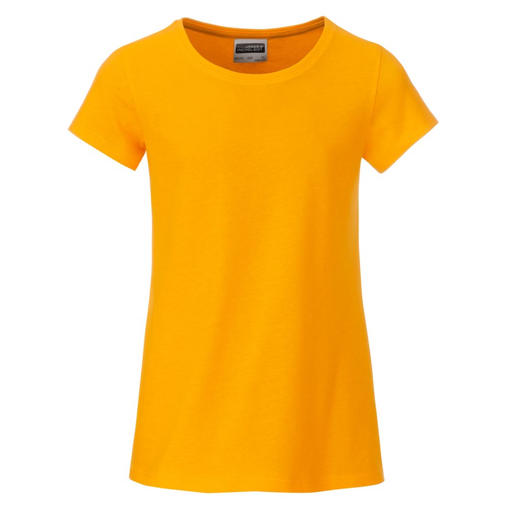 James & Nicholson Klasické dívčí tričko z biobavlny 8007G - Zlatě žlutá | XXL