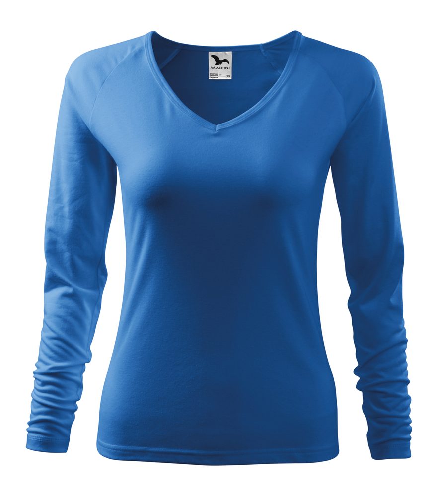 MALFINI Dámske tričko s dlhým rukávom Elegance - Azúrovo modrá | XS