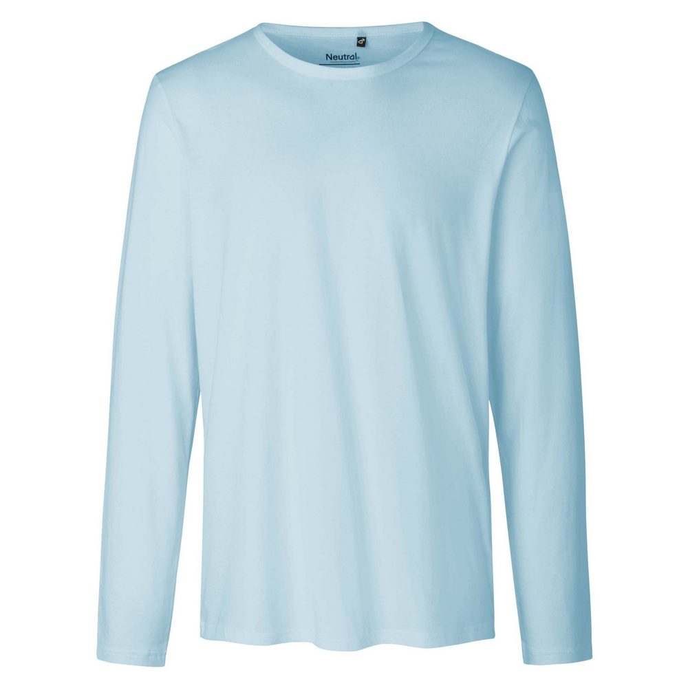 Neutral Pánské tričko s dlouhým rukávem z organické Fairtrade bavlny - Světle modrá | XXXL