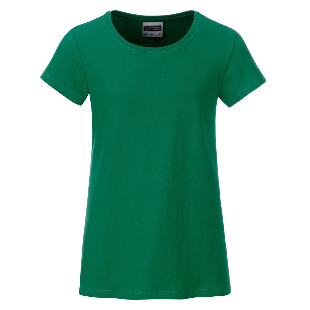 James & Nicholson Klasické dievčenské tričko z biobavlny 8007G - Írska zelená | L