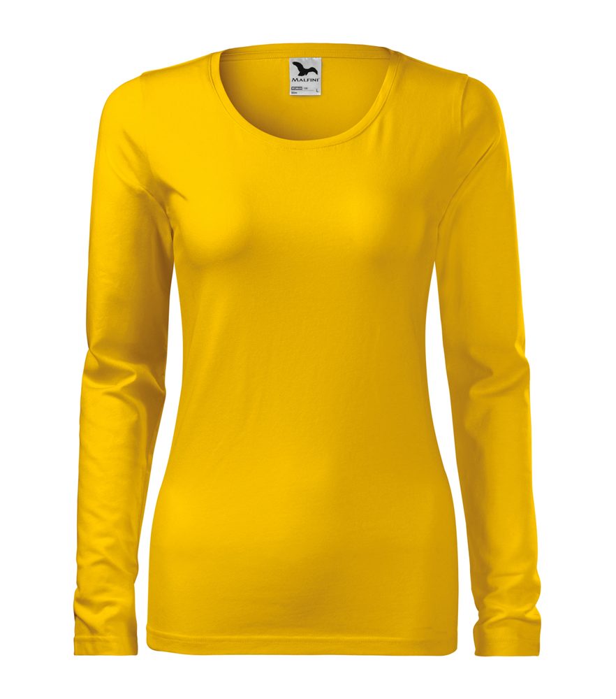 MALFINI Dámské tričko s dlouhým rukávem Slim - Žlutá | M