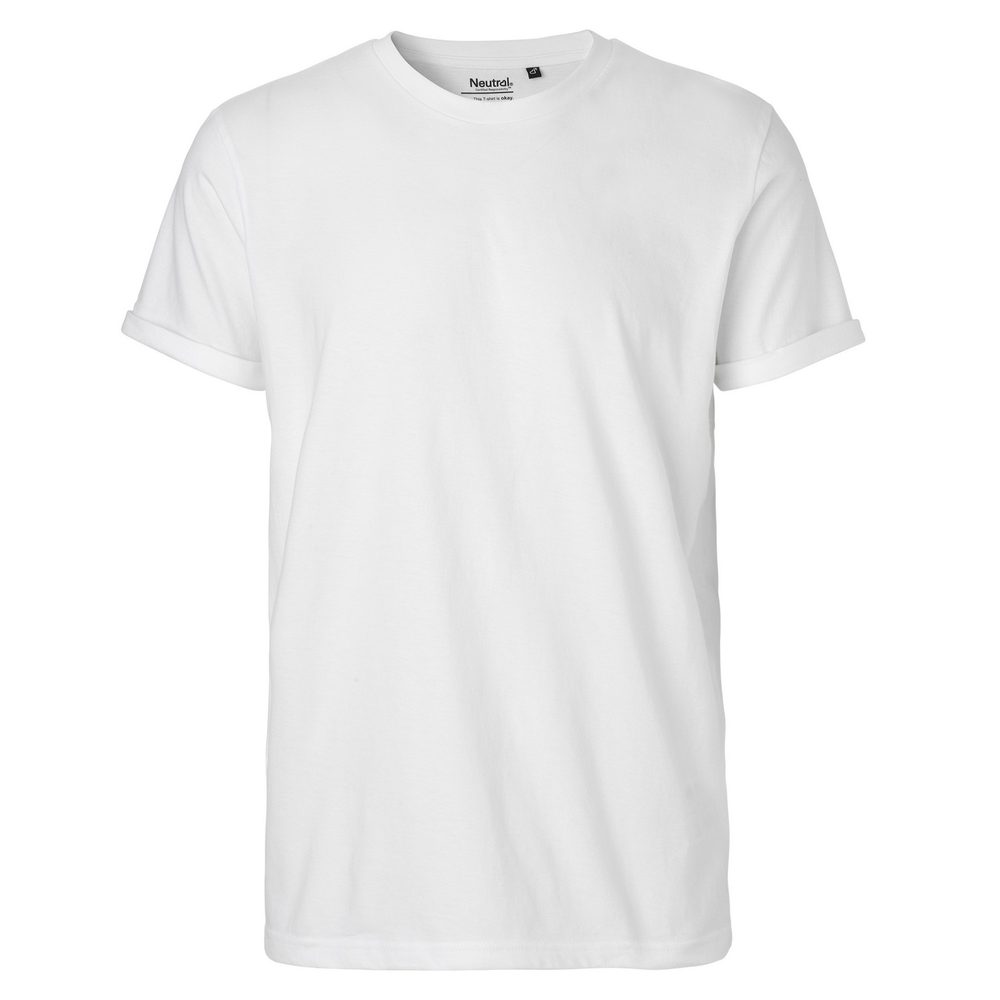 Neutral Pánske tričko s ohrnutými rukávmi z organickej Fairtrade bavlny - Biela | XXL