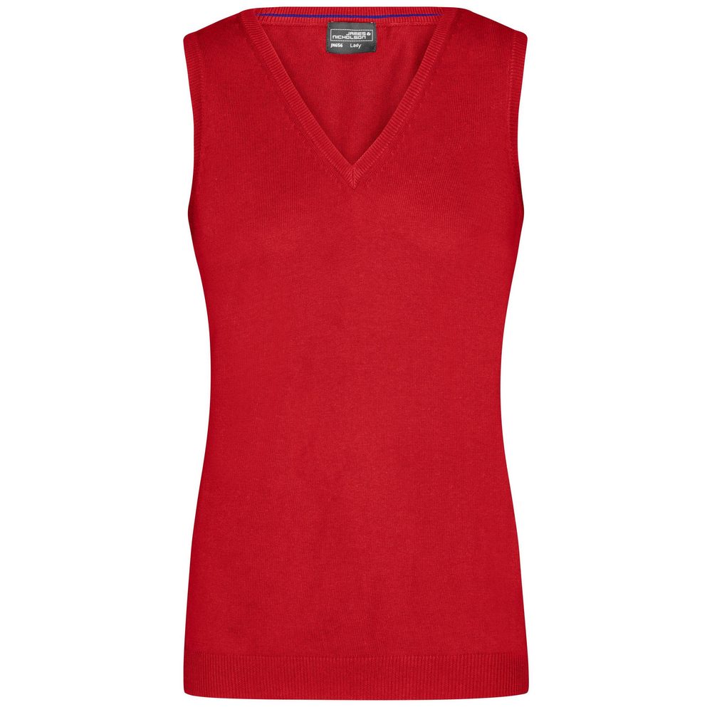 James & Nicholson Dámský svetr bez rukávů JN656 - Červená | XL