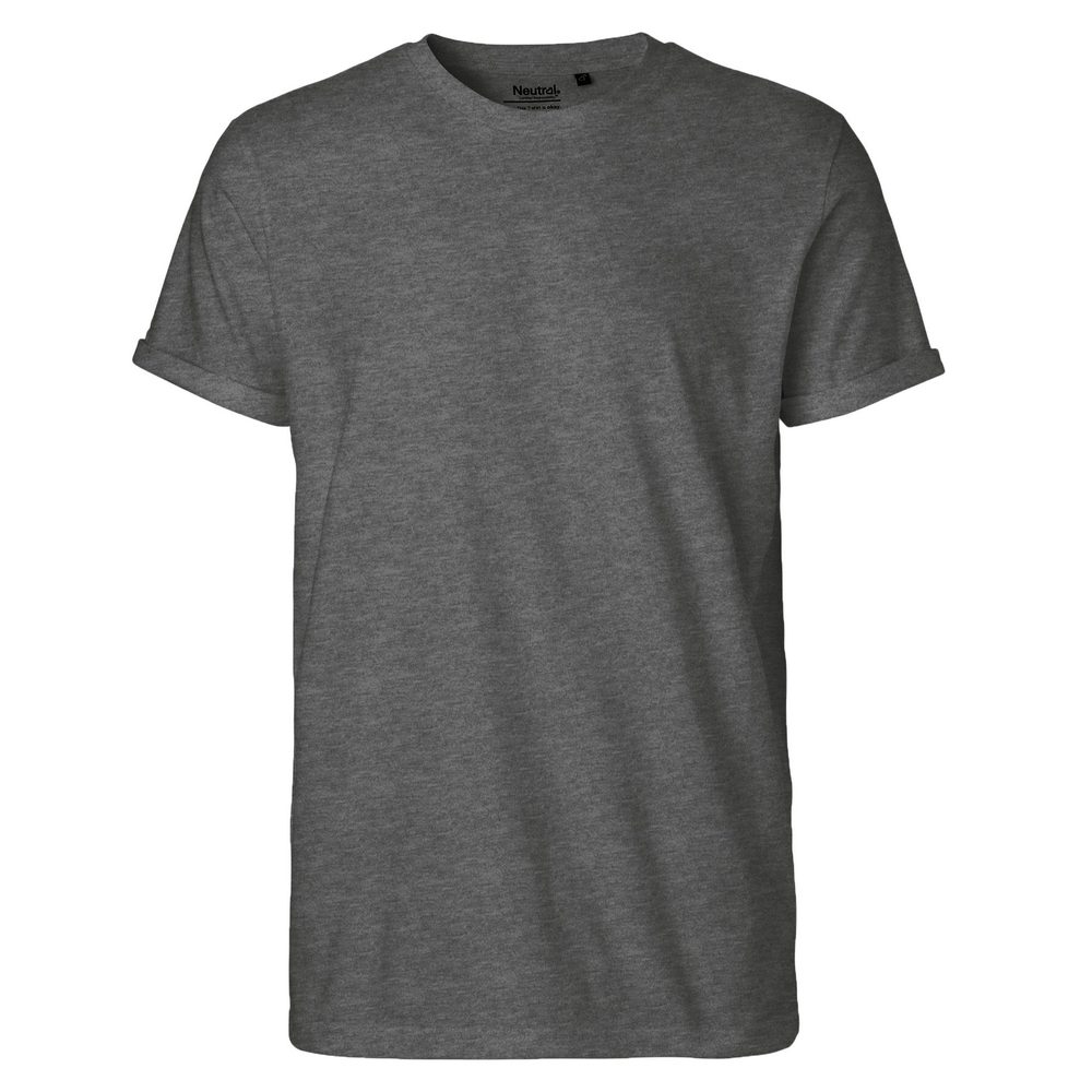 Neutral Pánské tričko s ohrnutými rukávy z organické Fairtrade bavlny - Tmavý melír | XL