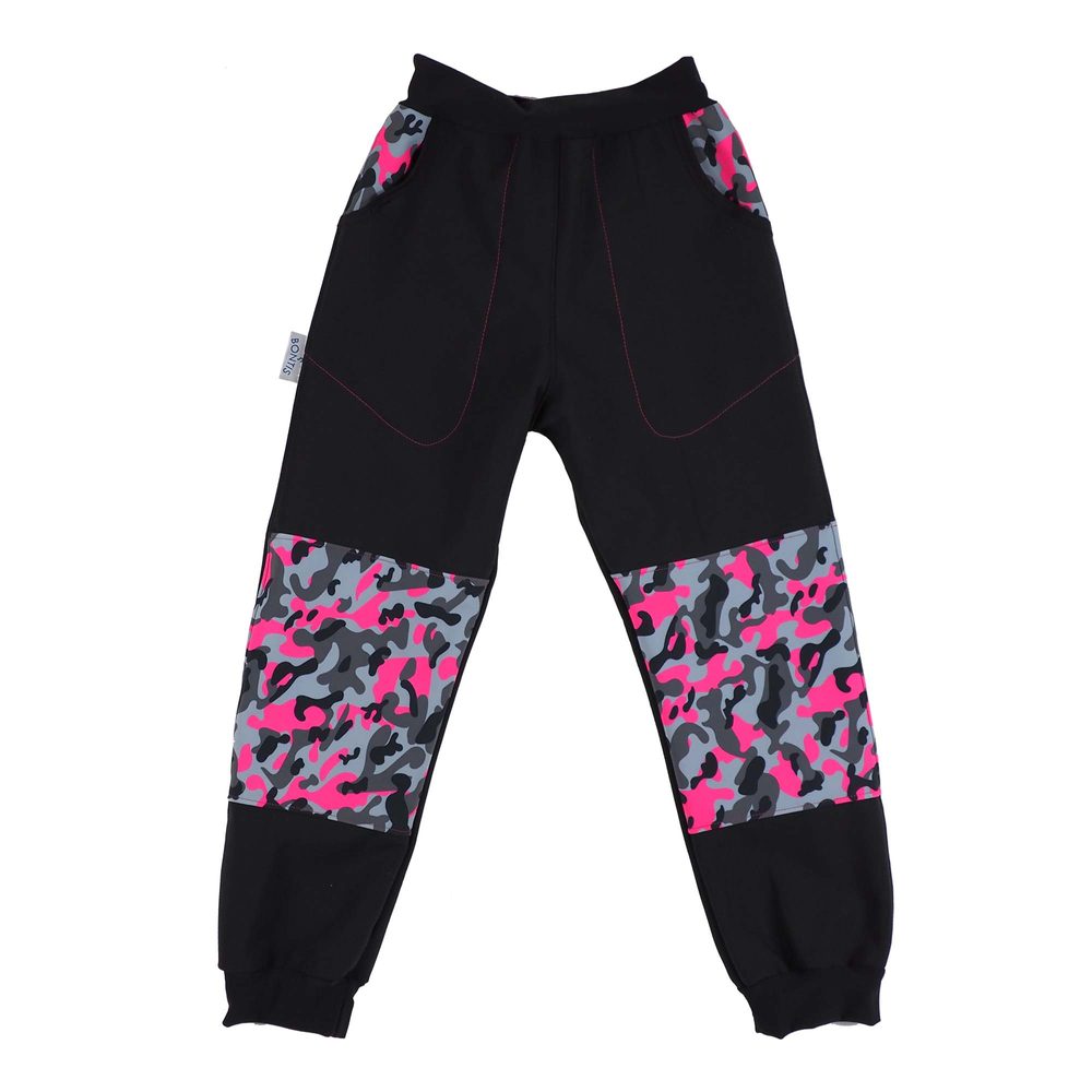 Bontis Dětské softshellové kalhoty - Maskáčová růžová | 104 cm