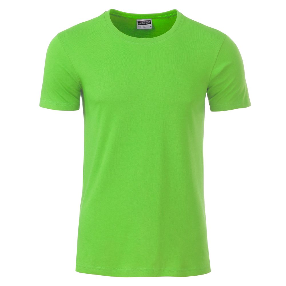 James & Nicholson Klasické pánske tričko z biobavlny 8008 - Limetkovo zelená | L