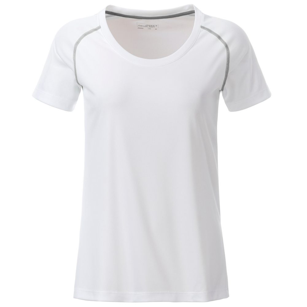 James & Nicholson Dámské funkční tričko JN495 - Bílá / stříbrná | XL
