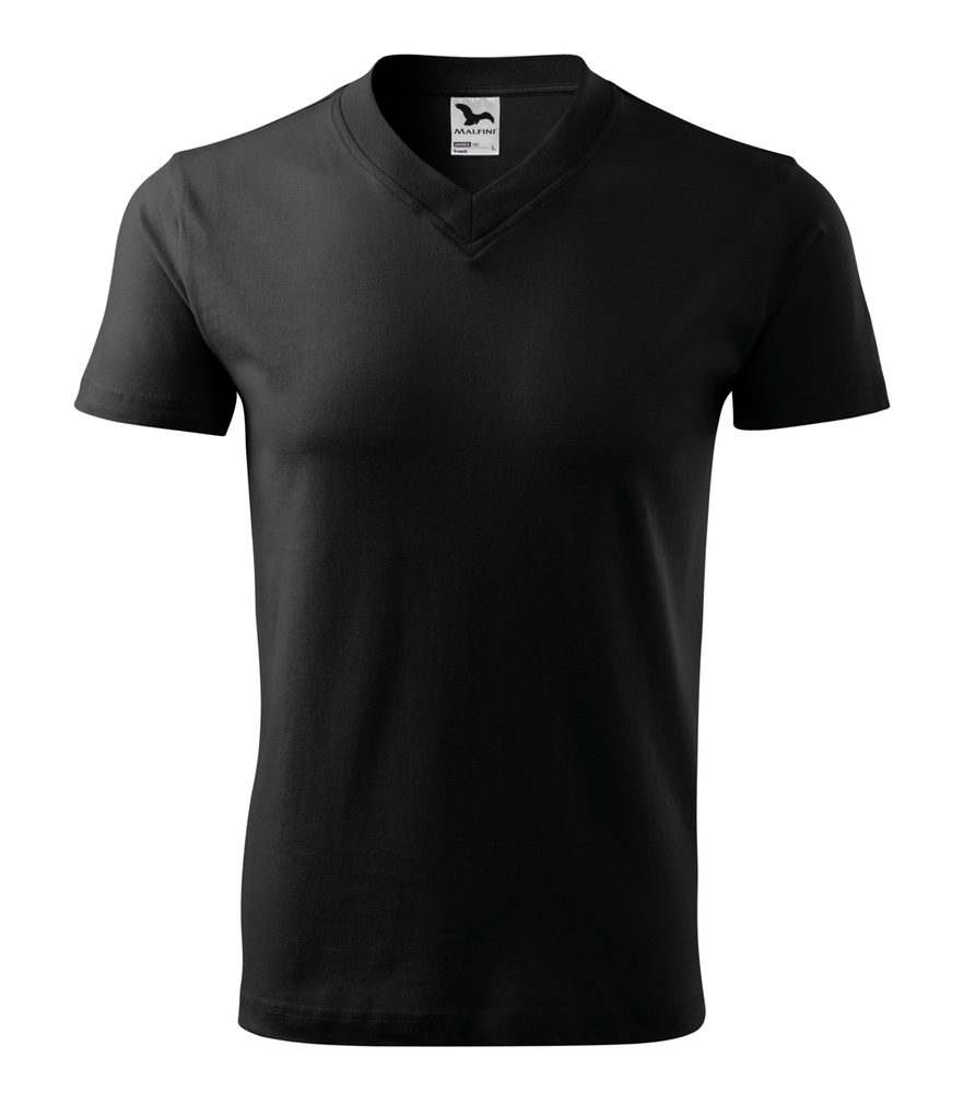 MALFINI Tričko V-neck - Černá | XL