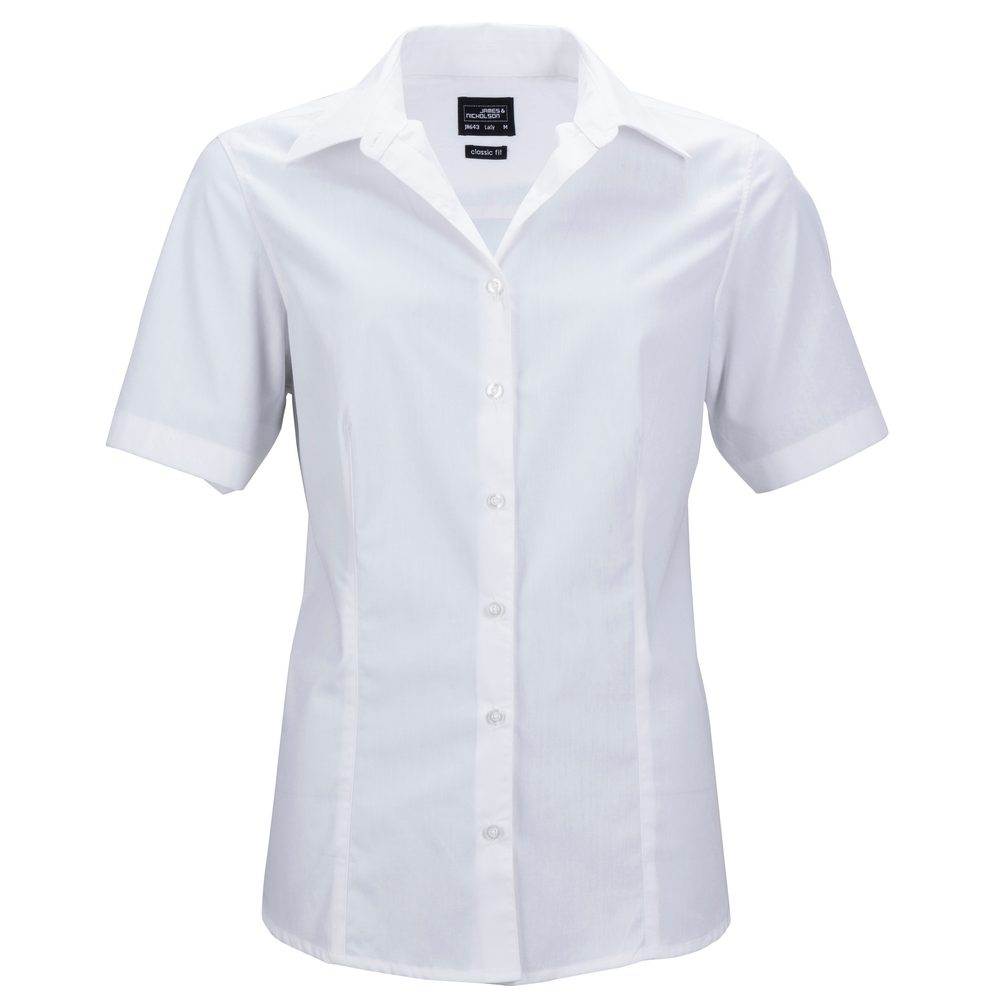 James & Nicholson Dámska košeľa s krátkym rukávom JN643 - Biela | S