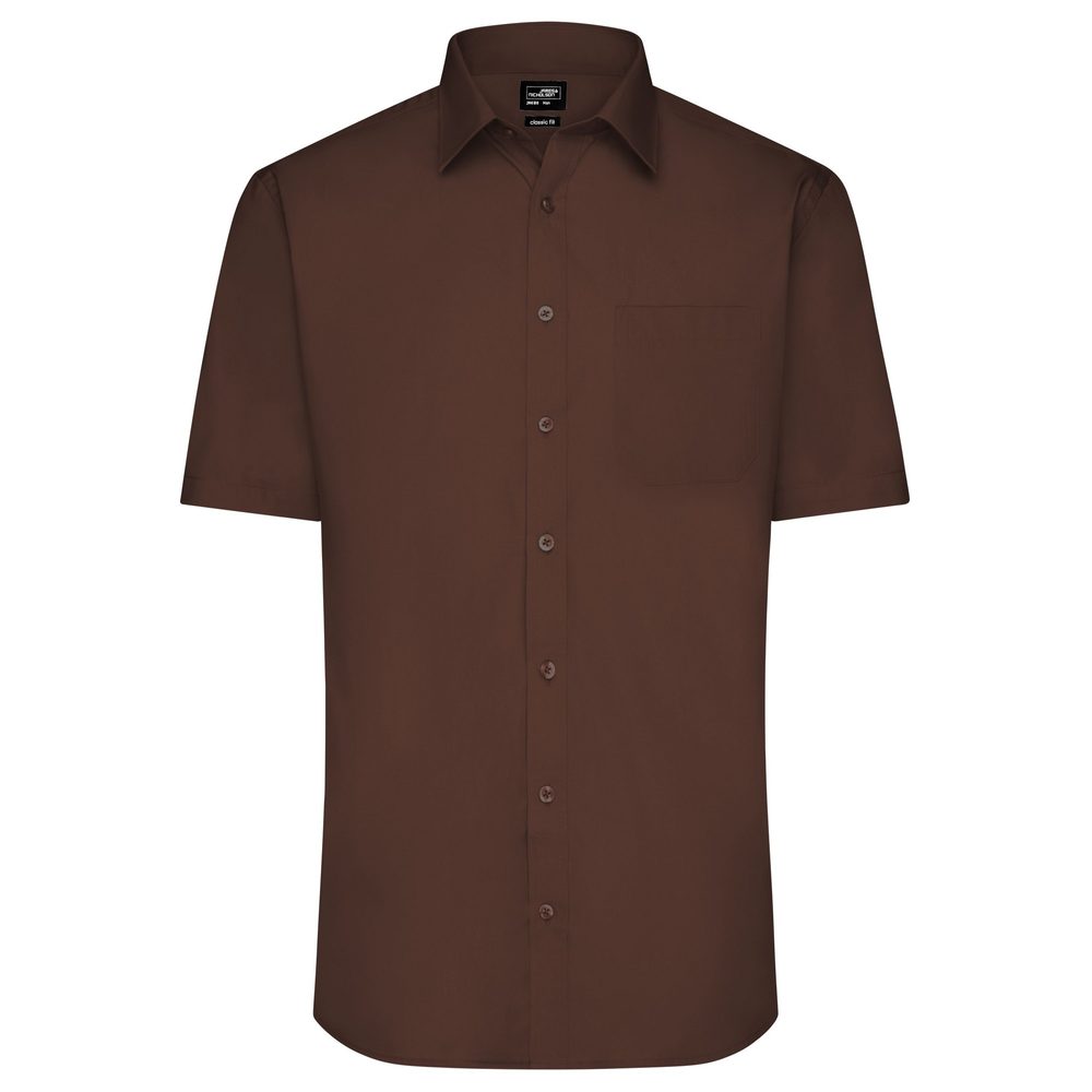 James & Nicholson Pánska košeľa s krátkym rukávom JN680 - Hnedá | M