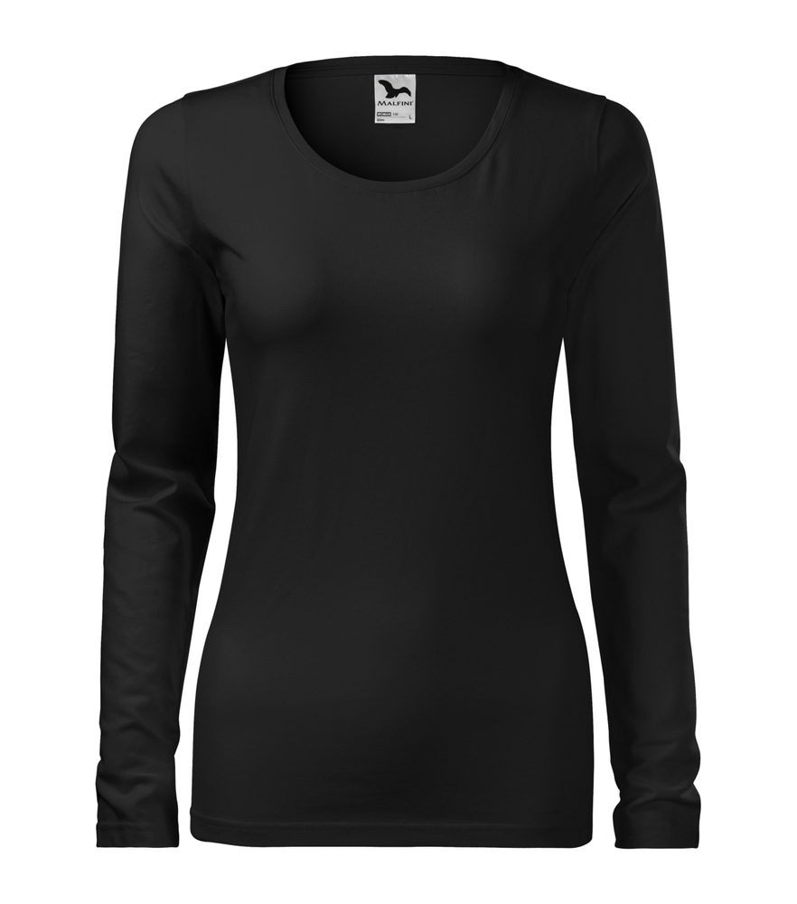 MALFINI Dámske tričko s dlhým rukávom Slim - Čierna | L