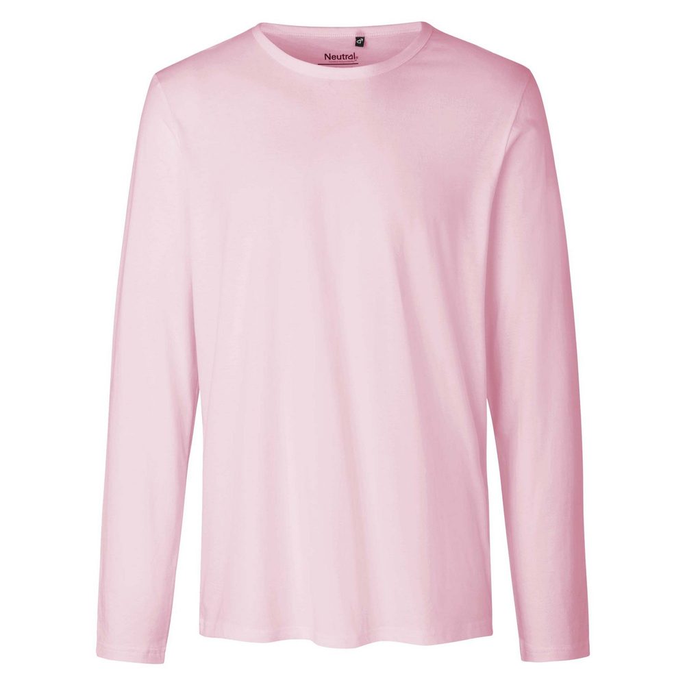 Neutral Pánské tričko s dlouhým rukávem z organické Fairtrade bavlny - Světle růžová | XXXL