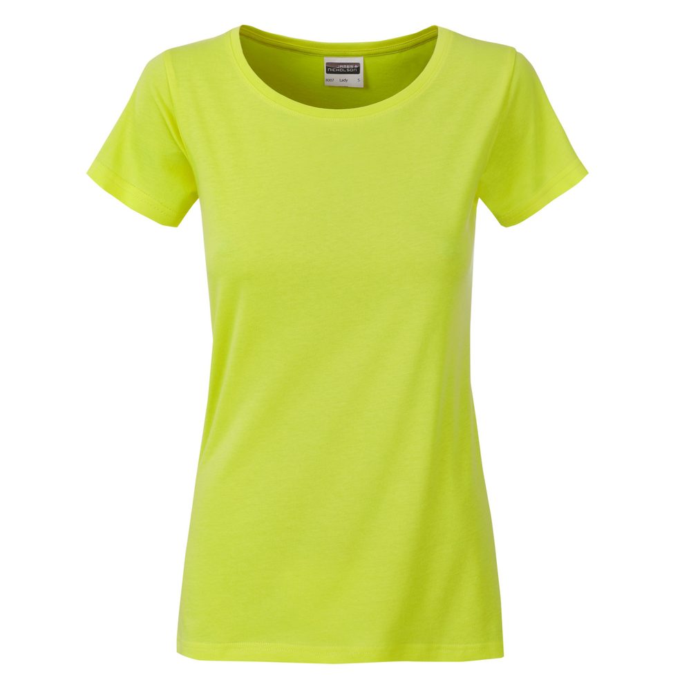 James & Nicholson Klasické dámské tričko z biobavlny 8007 - Žlutozelená | S