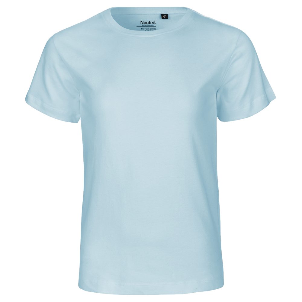 Neutral Dětské tričko s krátkým rukávem z organické Fairtrade bavlny - Světle modrá | 128/134