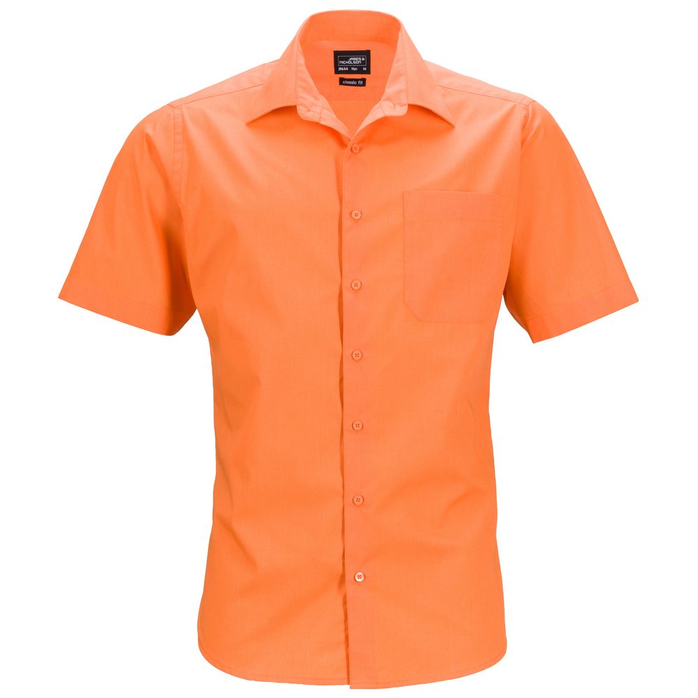 James & Nicholson Pánská košile s krátkým rukávem JN644 - Oranžová | XXXL