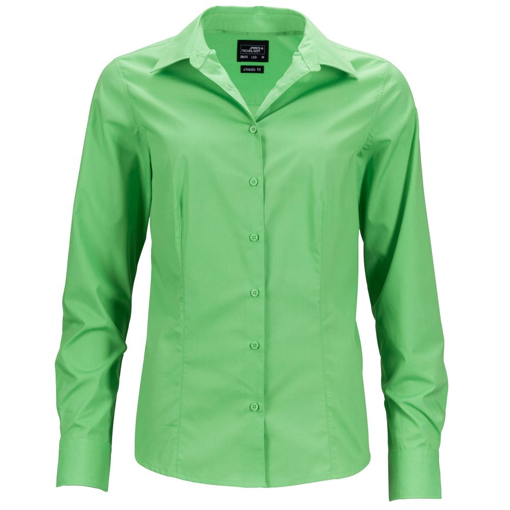 James & Nicholson Dámská košile s dlouhým rukávem JN641 - Limetkově zelená | XS