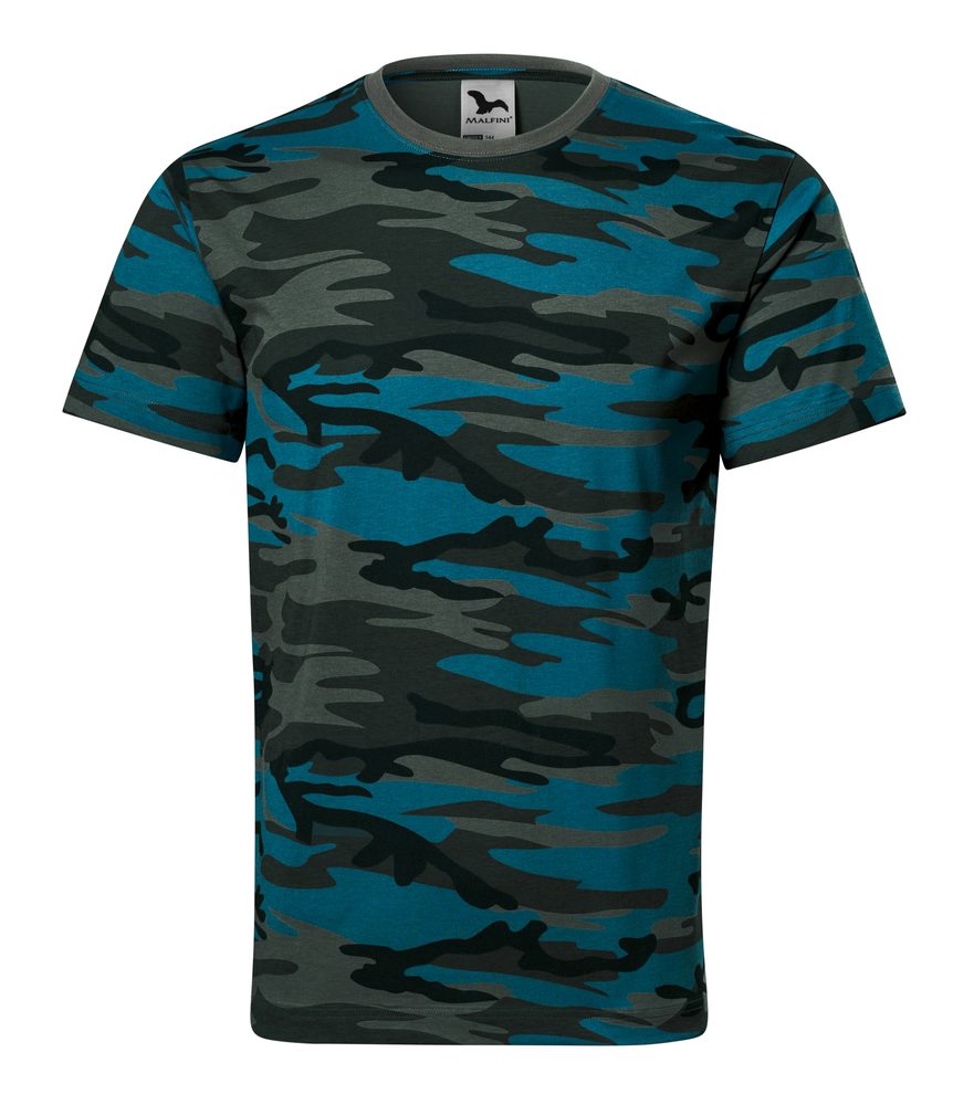 MALFINI Maskáčové tričko Camouflage - Maskáčová petrolejová | XXXL
