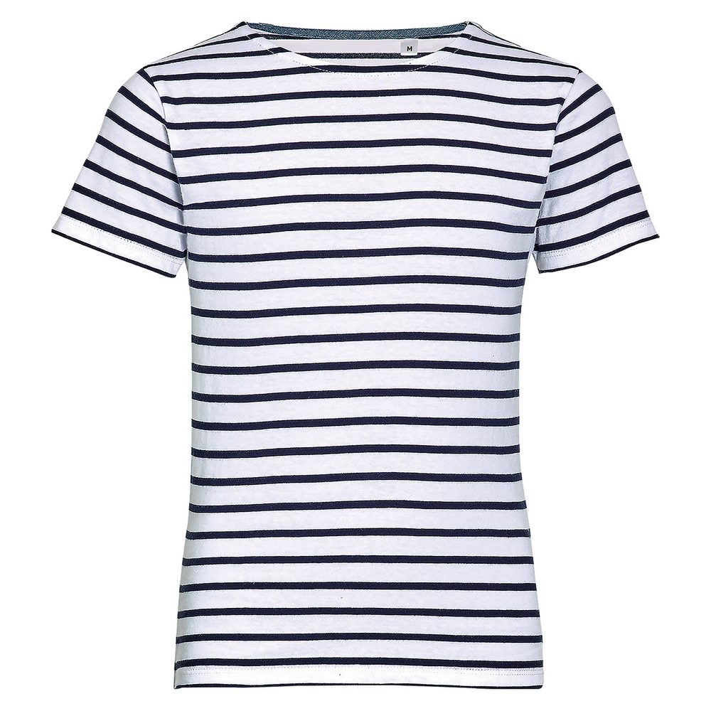 SOL\'S Dětské pruhované tričko Miles - Bílá / tmavě modrá | 4 roky