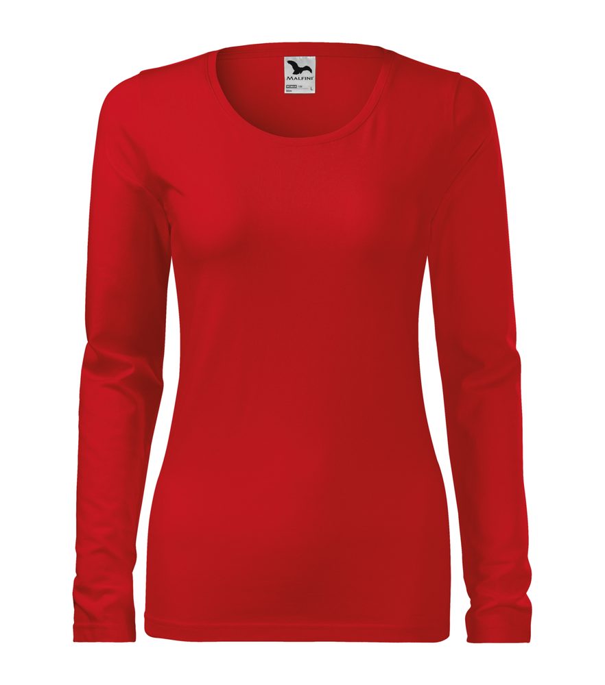 MALFINI Dámske tričko s dlhým rukávom Slim - Červená | XS