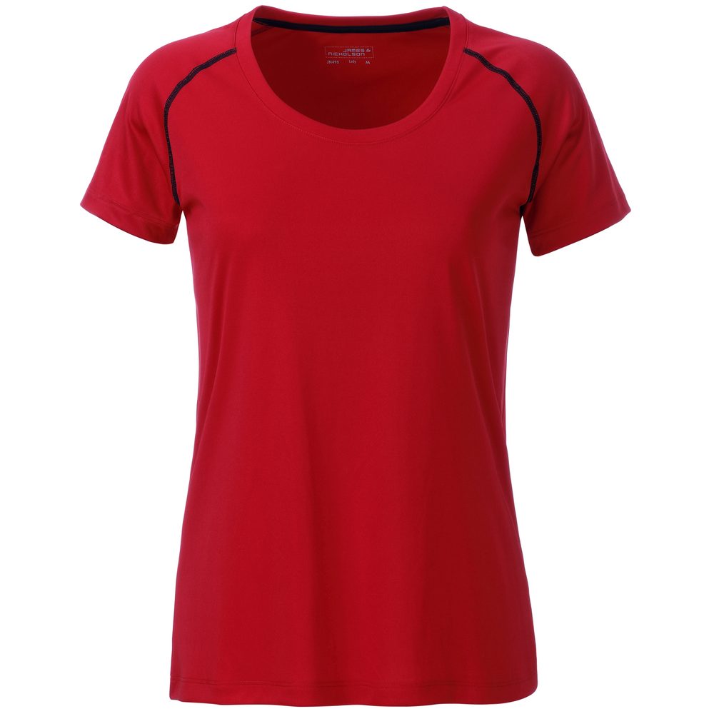 James & Nicholson Dámske funkčné tričko JN495 - Červená / čierna | XL