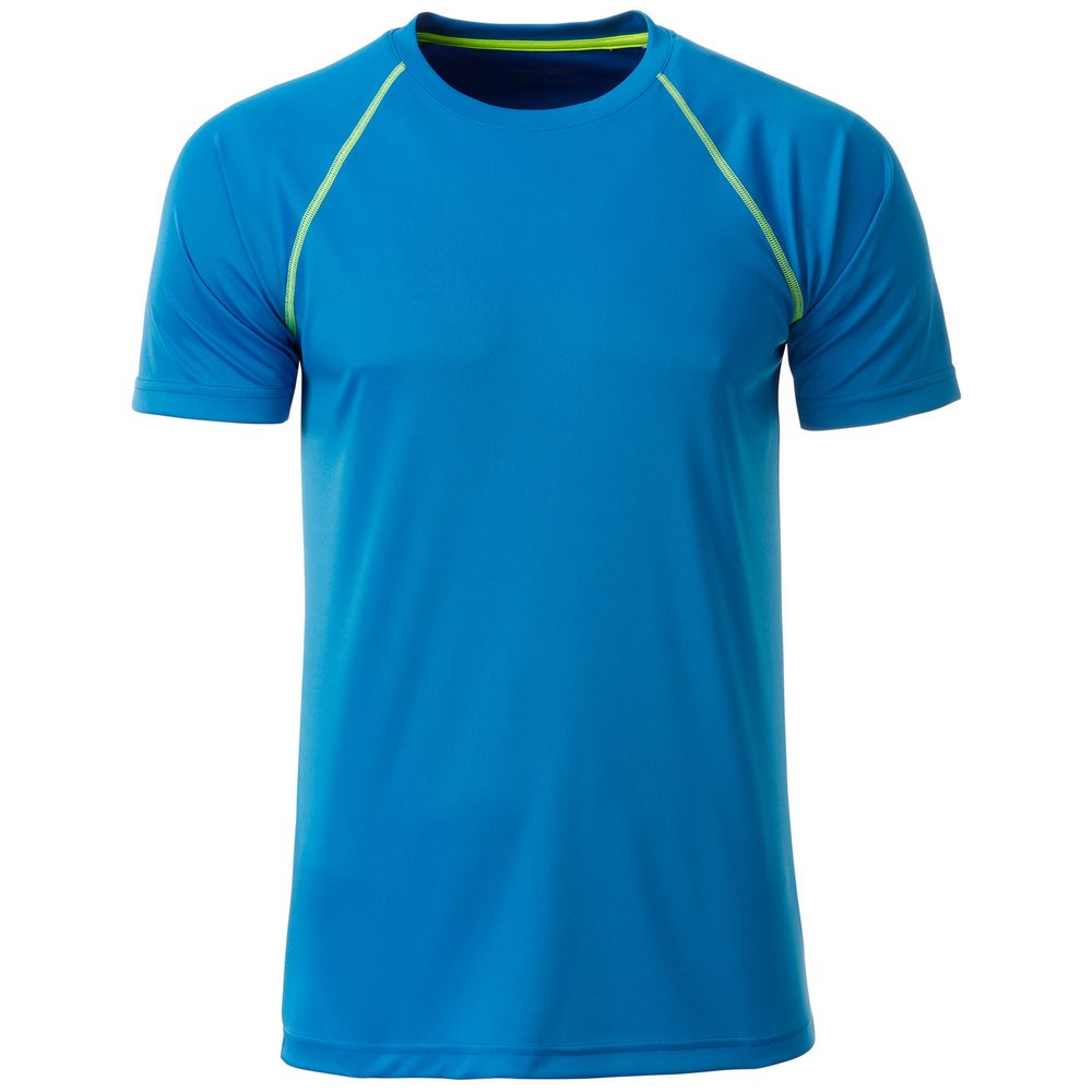 James & Nicholson Pánské funkční tričko JN496 - Jasně modrá / jasně žlutá | XL