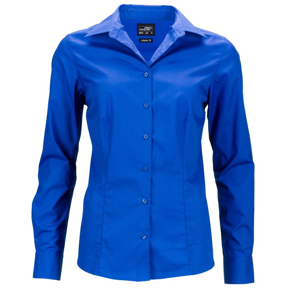 James & Nicholson Dámska košeľa s dlhým rukávom JN641 - Kráľovská modrá | XL