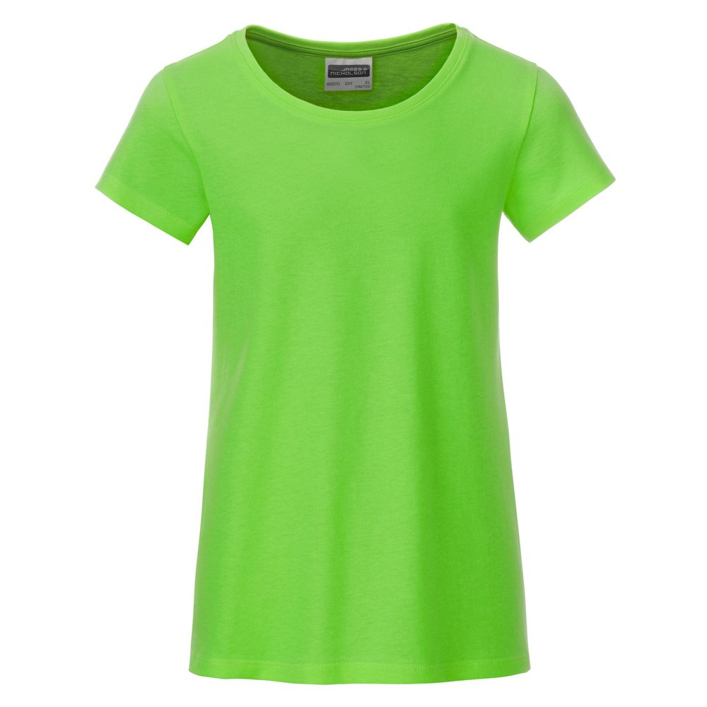 James & Nicholson Klasické dievčenské tričko z biobavlny 8007G - Limetkovo zelená | XXL