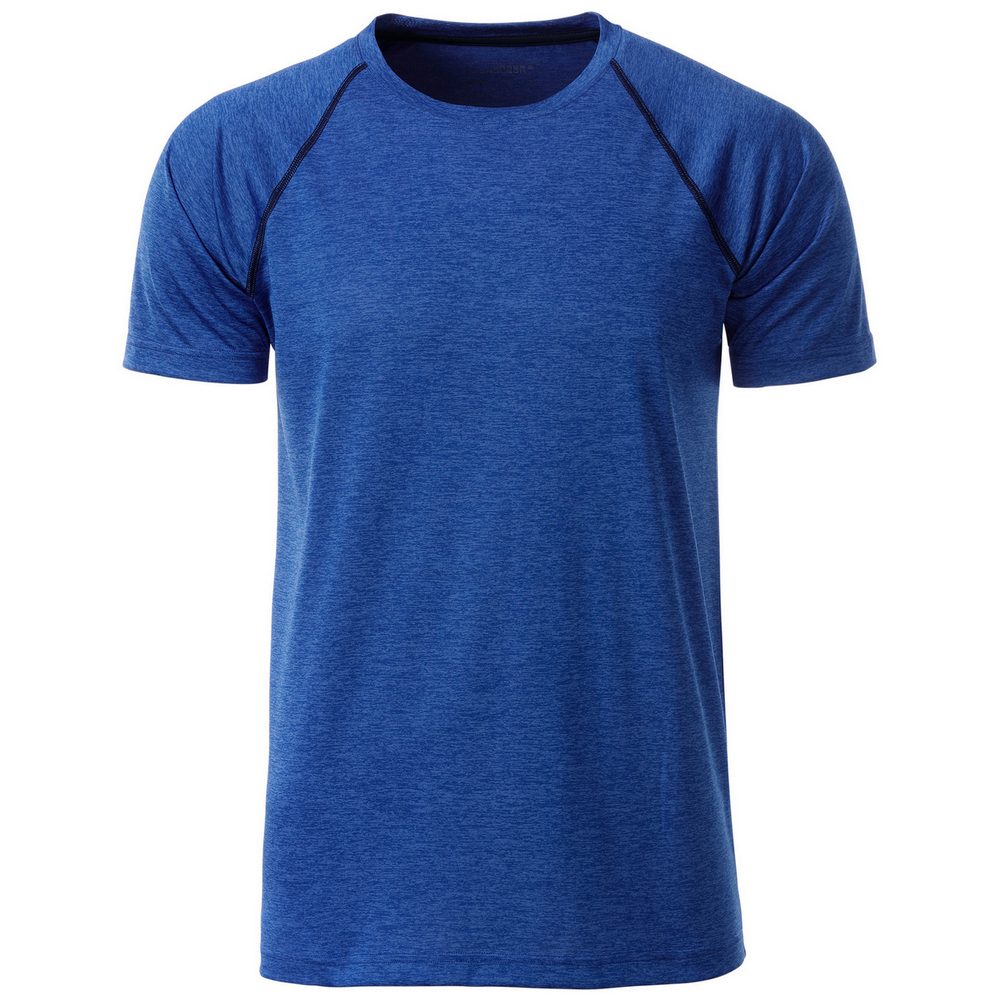 James & Nicholson Pánske funkčné tričko JN496 - Modrý melír / tmavomodrá | XXL
