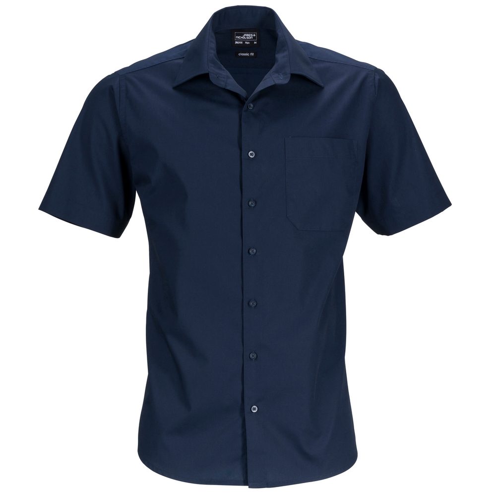 James & Nicholson Pánská košile s krátkým rukávem JN644 - Tmavě modrá | L