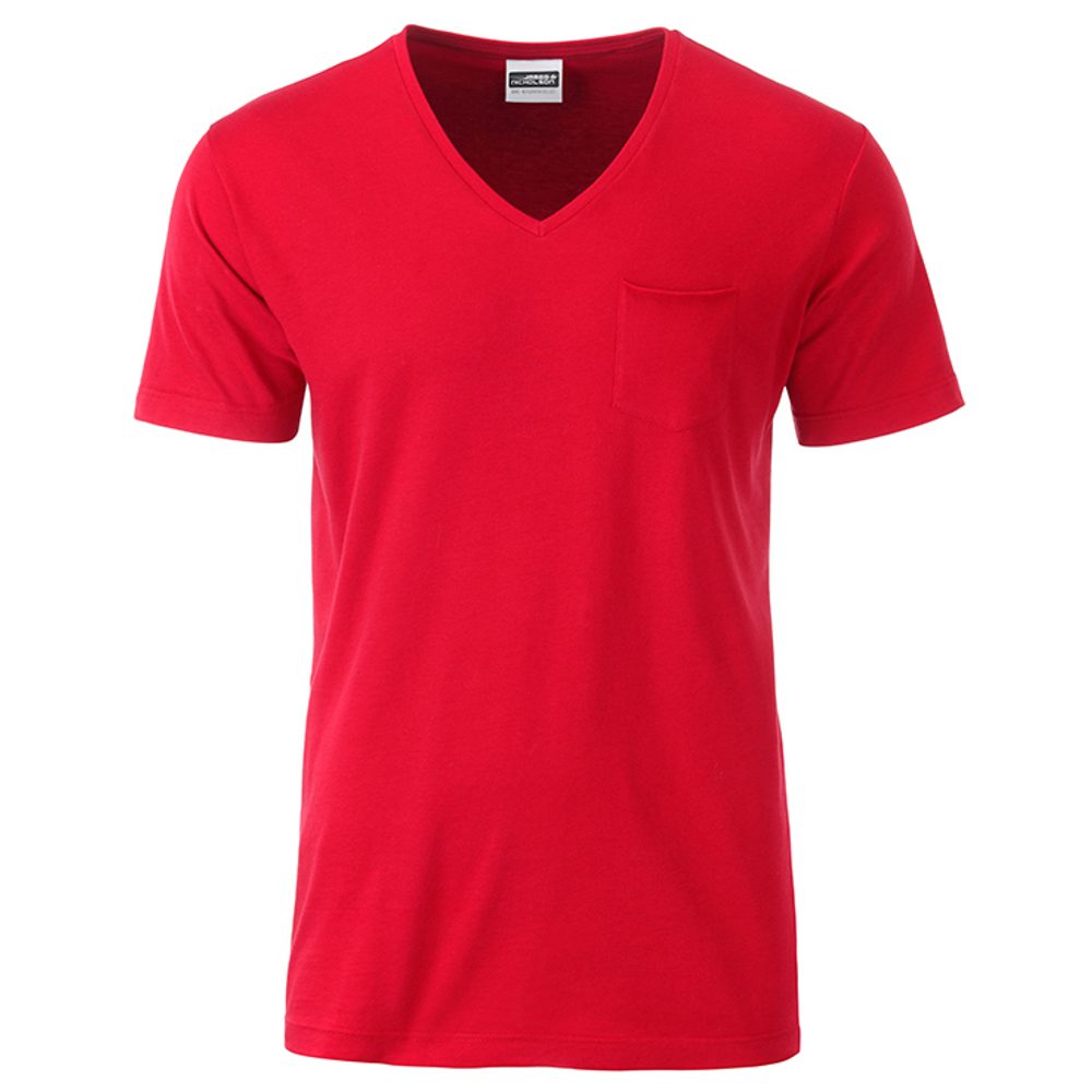 James & Nicholson Pánské tričko z biobavlny 8004 - Červená | M