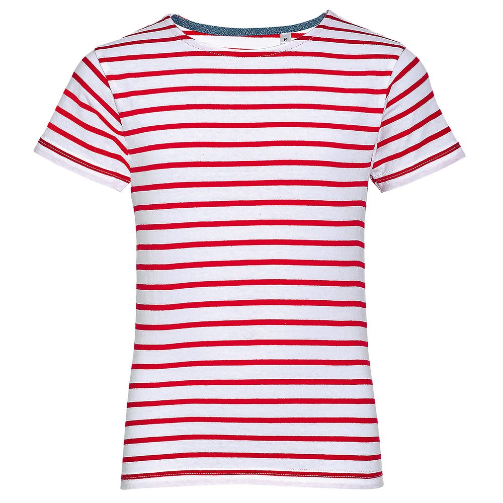 SOL\'S Dětské pruhované tričko Miles - Bílá / červená | 8 let