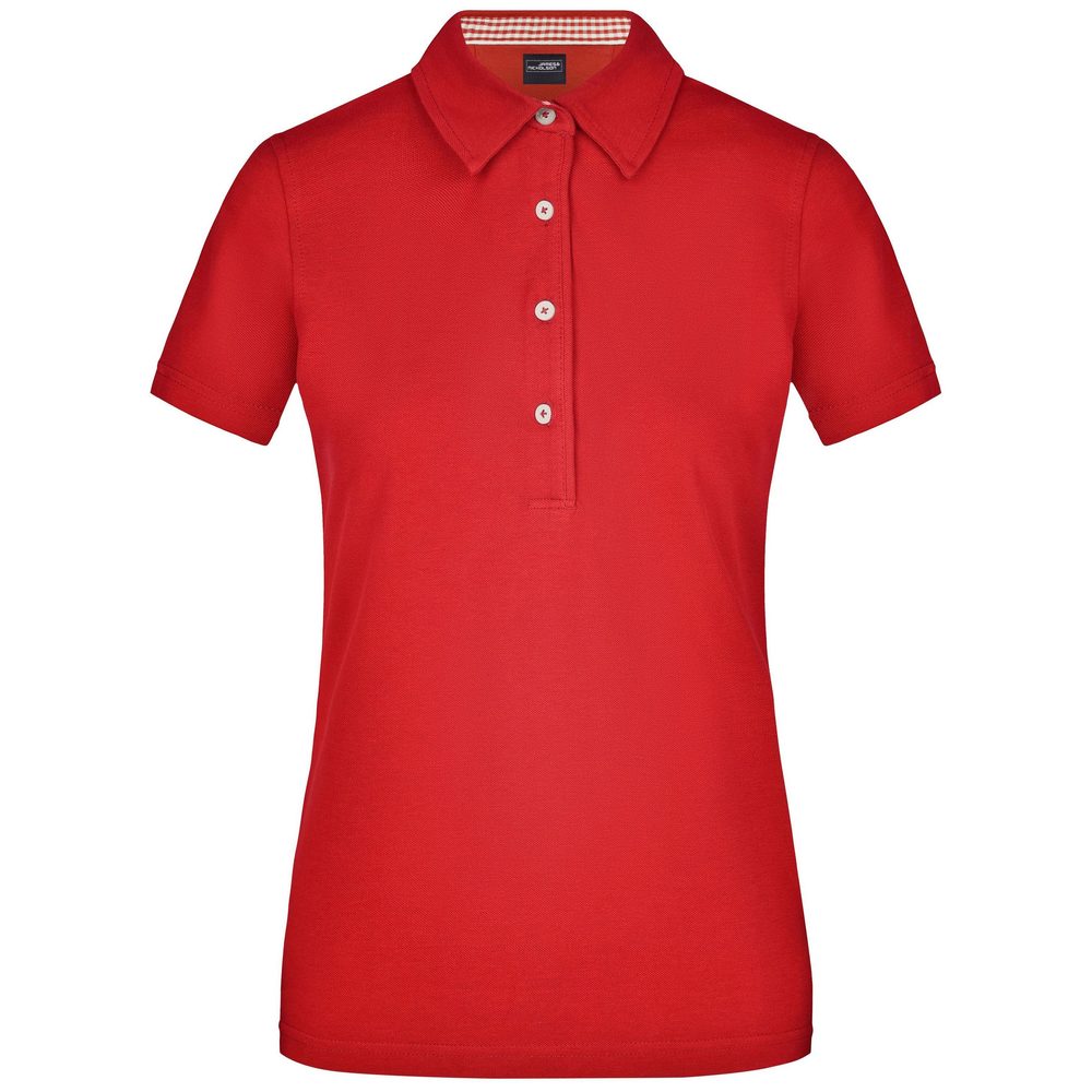 James & Nicholson Elegantní dámská polokošile JN969 - Červená / červená / bílá | XL