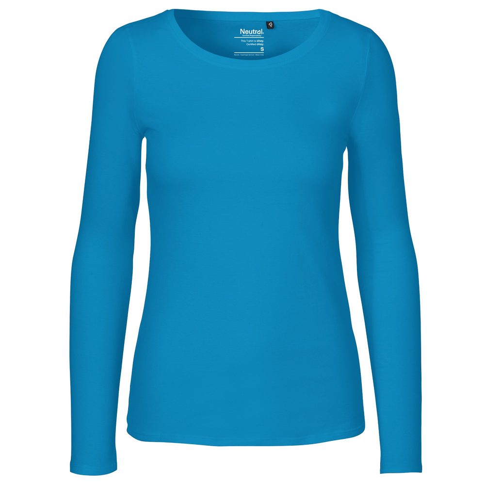 Neutral Dámské tričko s dlouhým rukávem z organické Fairtrade bavlny - Safírová modrá | XXL