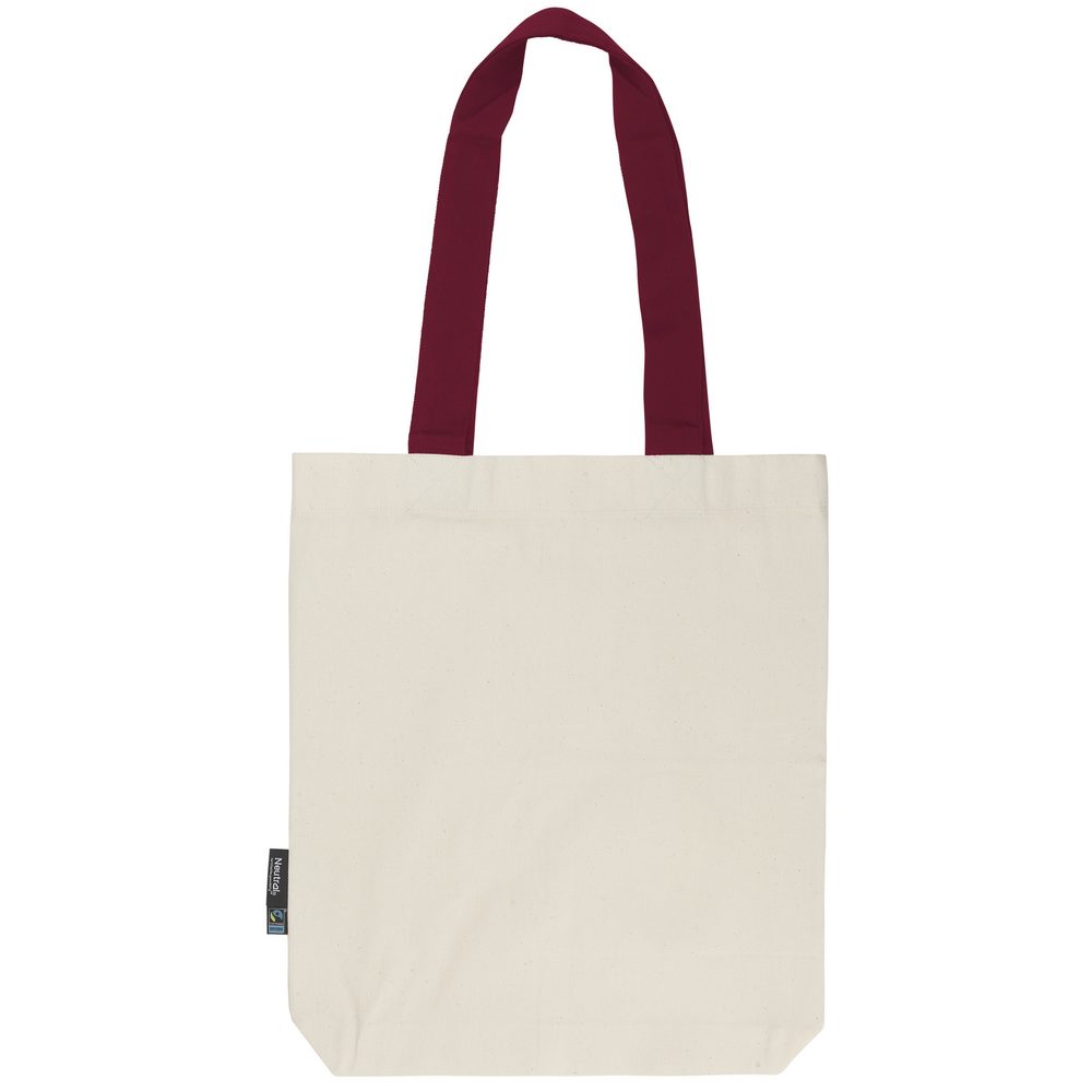 Neutral Nákupní taška s barevnými uchy z organické Fairtrade bavlny - Přírodní / bordeaux