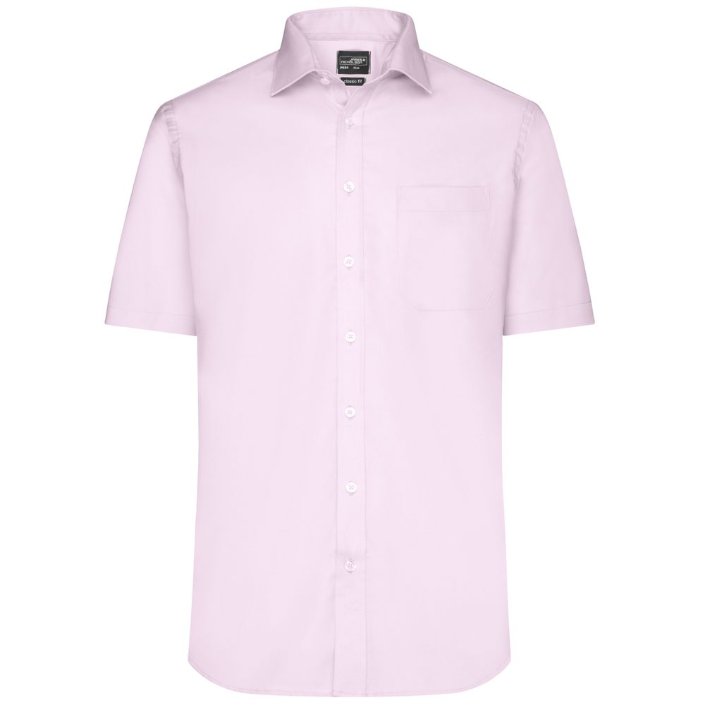 James & Nicholson Pánská košile s krátkým rukávem JN684 - Světle růžová | L