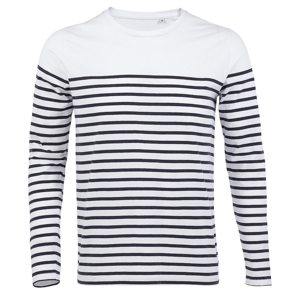 SOL\'S Pánské pruhované tričko s dlouhým rukávem Matelot - Bílá / tmavě modrá | XXXL