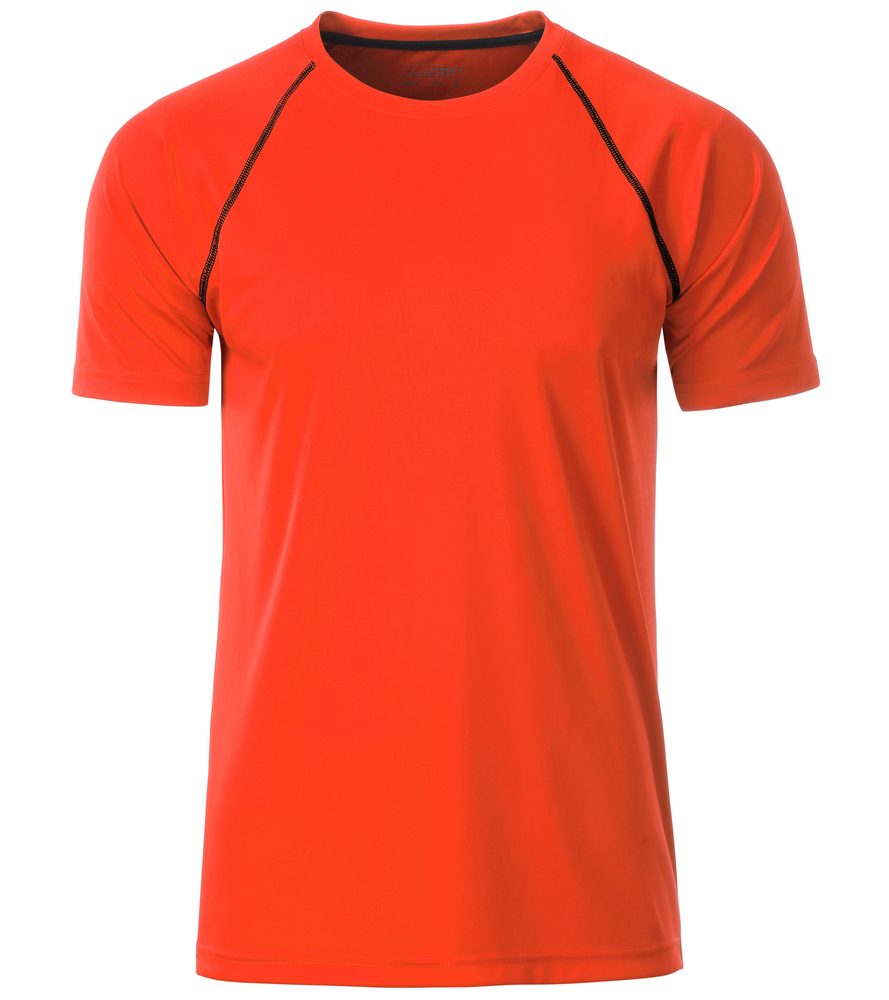 James & Nicholson Pánské funkční tričko JN496 - Jasně oranžová / černá | XL