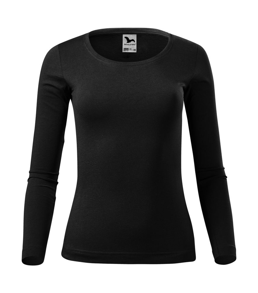 MALFINI Dámské tričko s dlouhým rukávem Fit-T Long Sleeve - Černá | XXXL