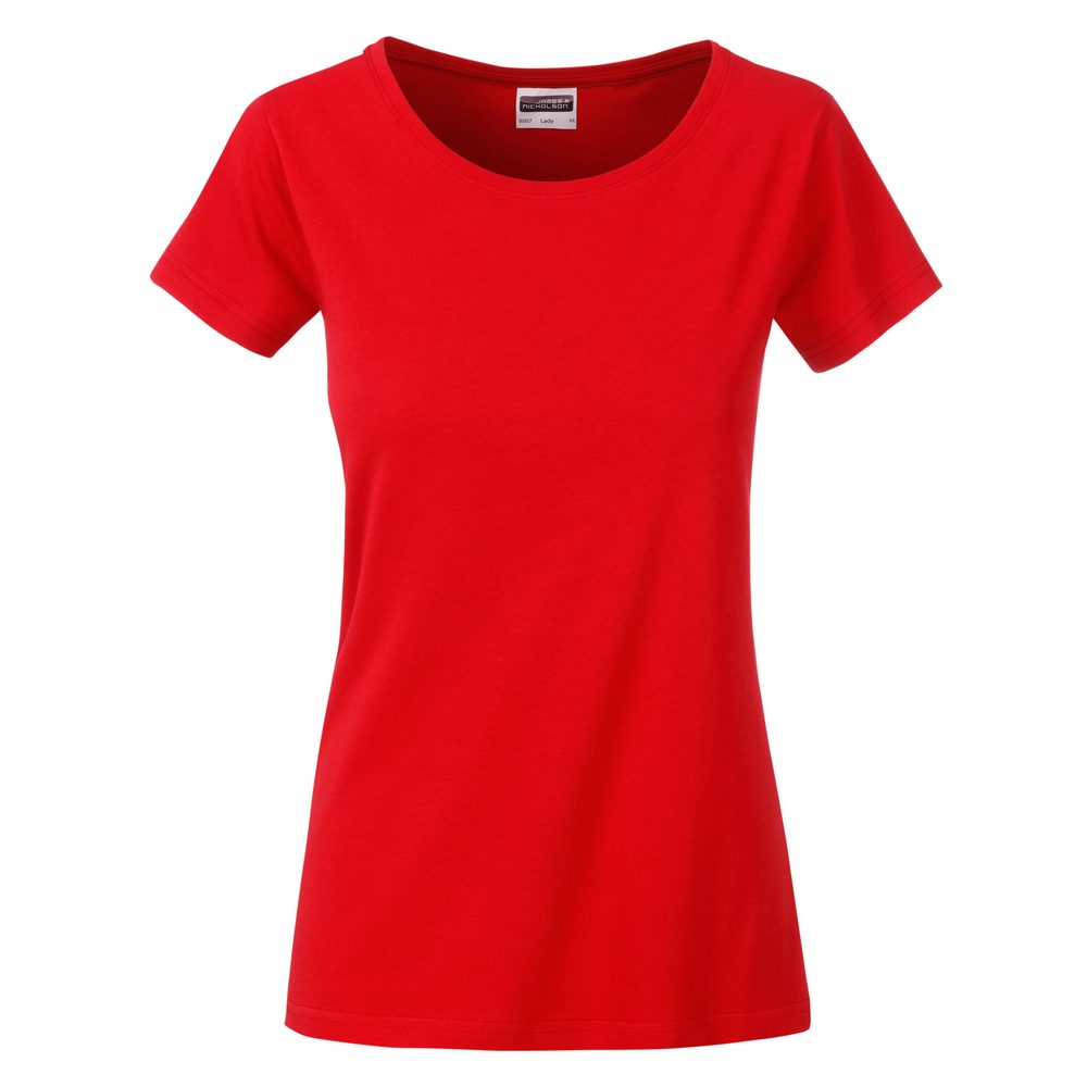 James & Nicholson Klasické dámske tričko z biobavlny 8007 - Tomato | XL