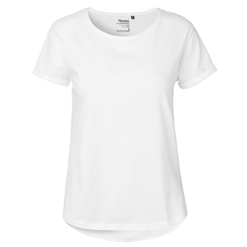 Neutral Dámské tričko s ohrnutými rukávy z organické Fairtrade bavlny - Bílá | S