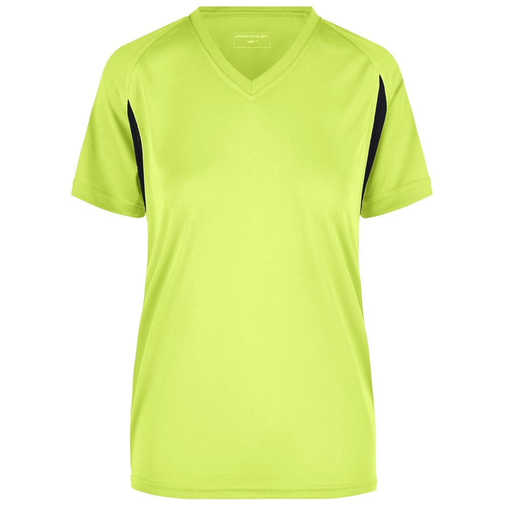 James & Nicholson Dámské sportovní tričko s krátkým rukávem JN316 - Fluorescenční žlutá / černá | XS