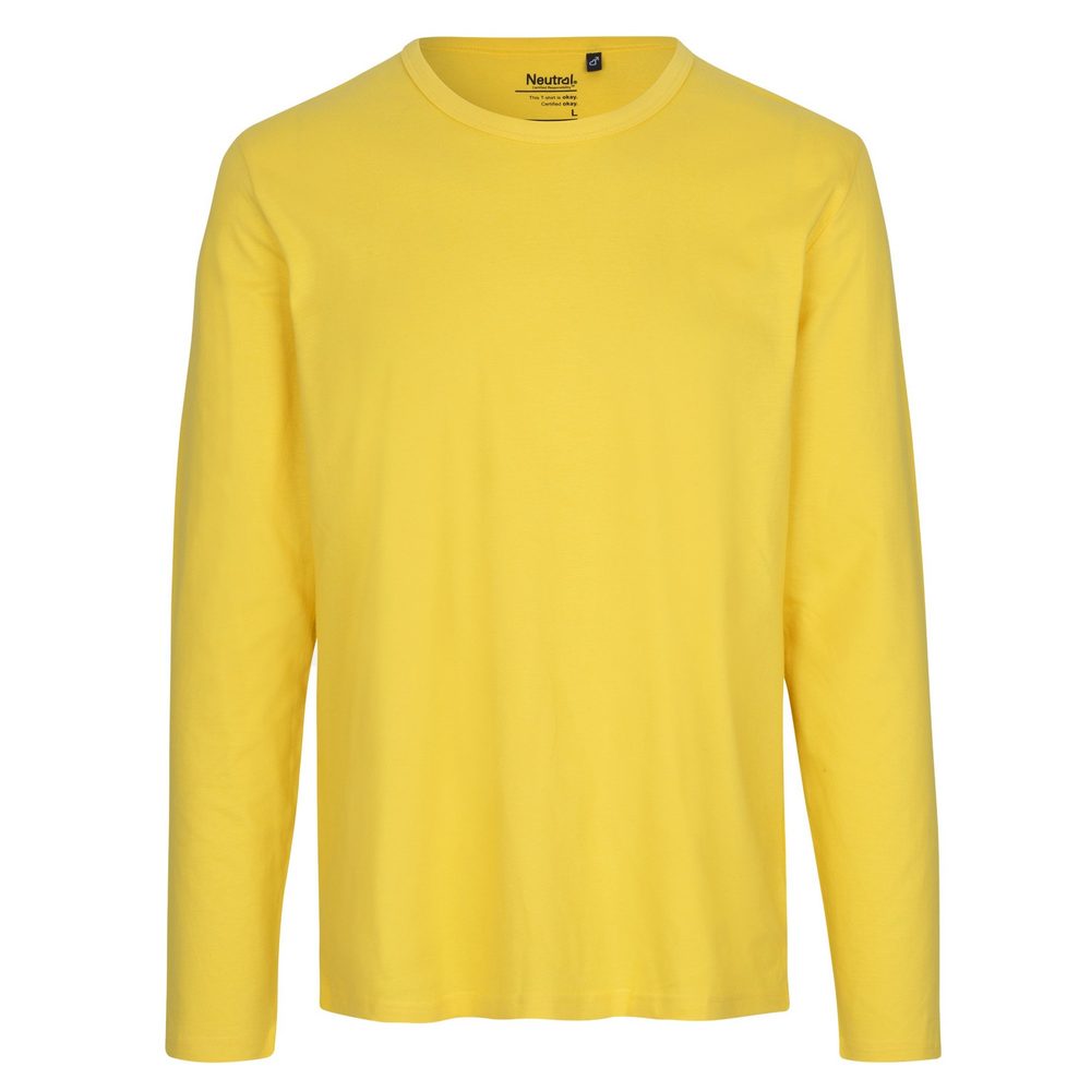 Neutral Pánske tričko s dlhým rukávom z organickej Fairtrade bavlny - Žltá | XL