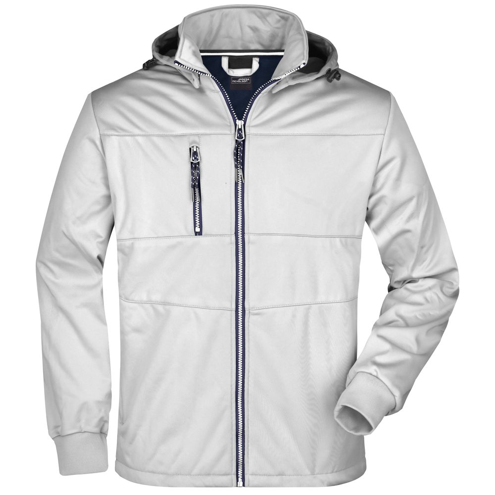 James & Nicholson Pánská sportovní softshellová bunda JN1078 - Bílá / bílá / tmavě modrá | XL