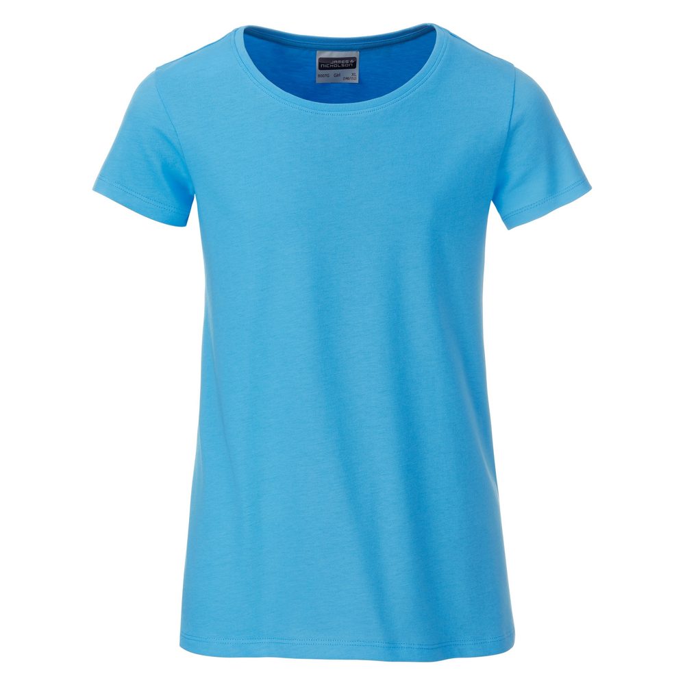James & Nicholson Klasické dievčenské tričko z biobavlny 8007G - Nebesky modrá | L