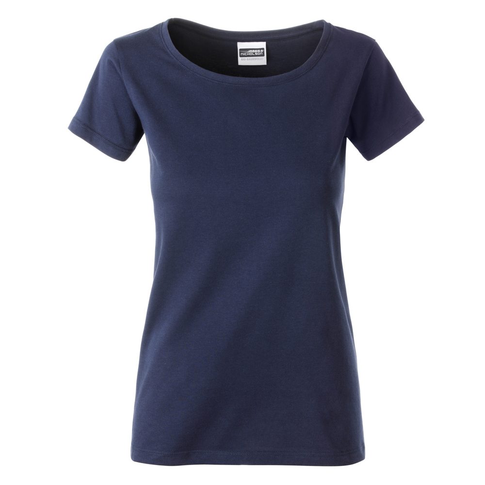 James & Nicholson Klasické dámské tričko z biobavlny 8007 - Tmavě modrá | L