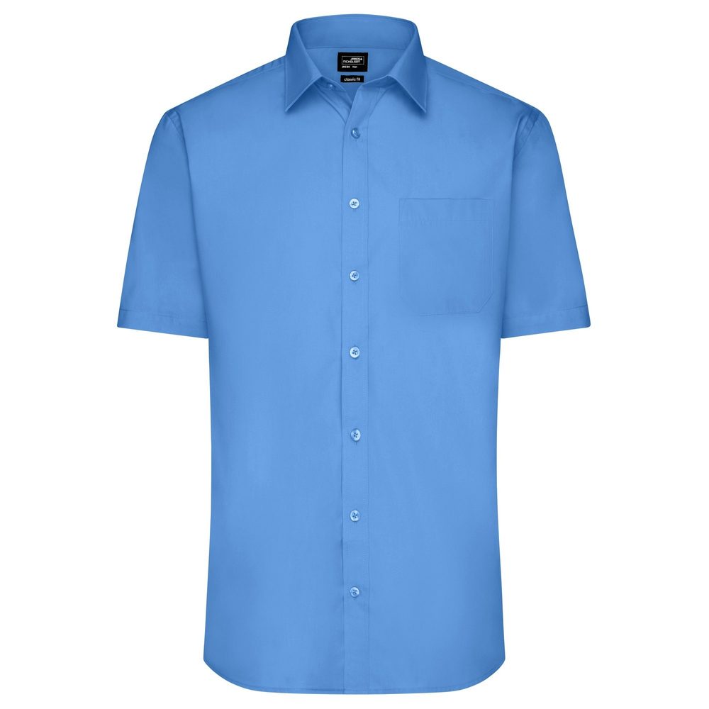 James & Nicholson Pánská košile s krátkým rukávem JN680 - Aqua | XXL