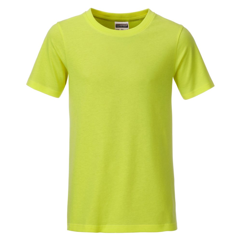James & Nicholson Klasické chlapčenské tričko z biobavlny 8008B - Žlto-zelená | XXL