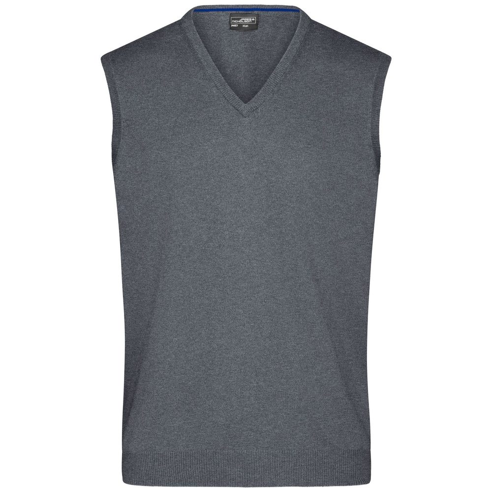 James & Nicholson Pánsky sveter bez rukávov JN657 - Šedý melír | XXL