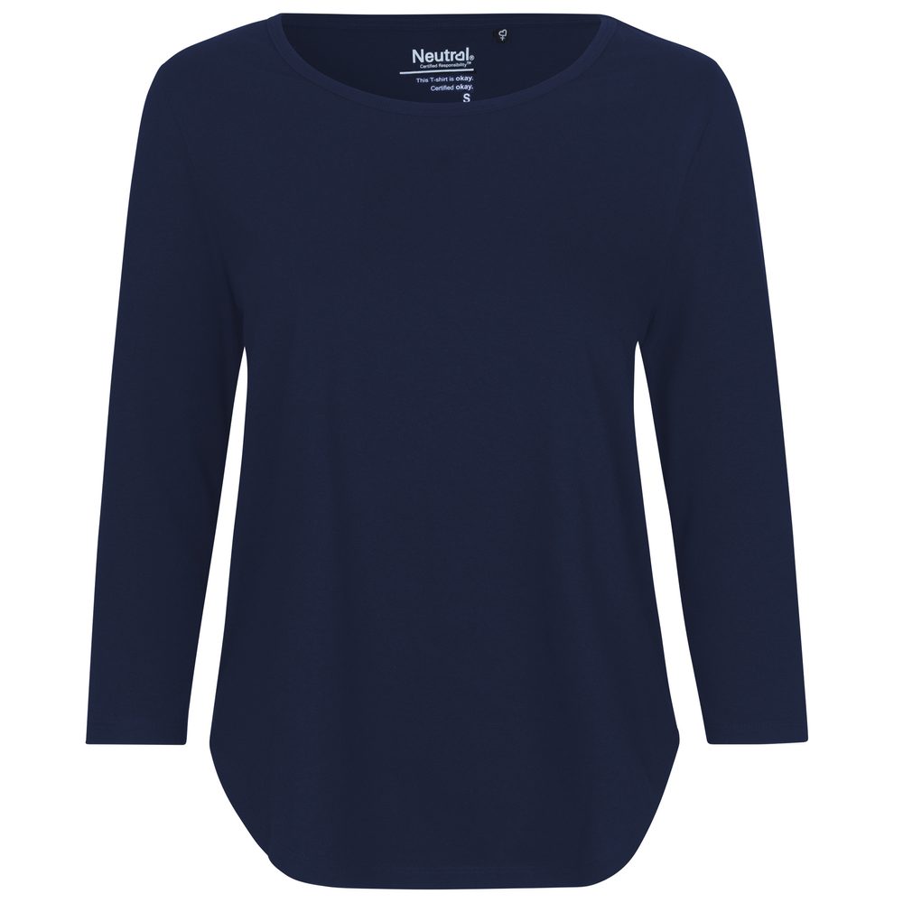 Neutral Dámské tričko s 3/4 rukávem z organické Fairtrade bavlny - Námořní modrá | XXL
