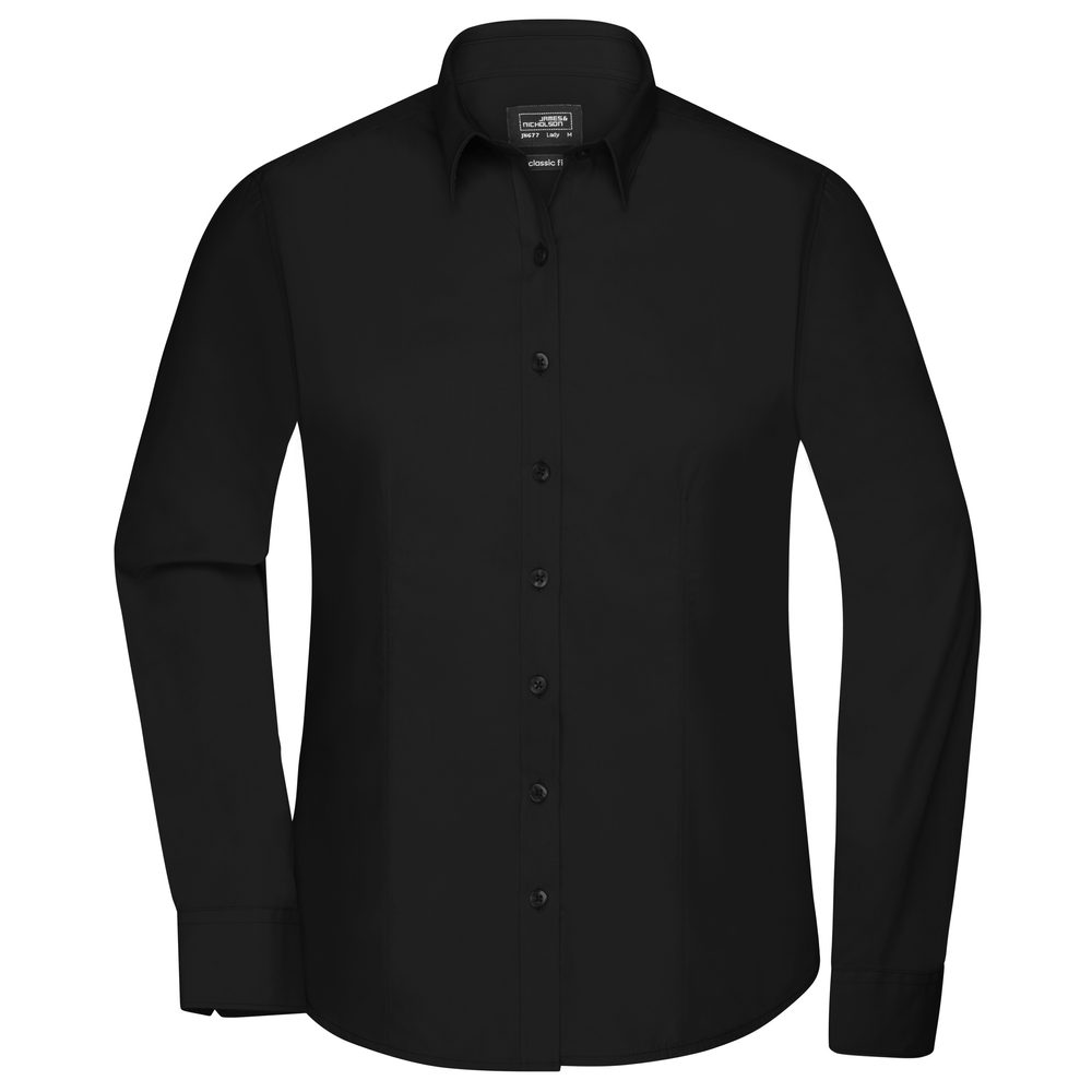 James & Nicholson Dámska košeľa s dlhým rukávom JN677 - Čierna | S